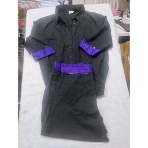 Vintage Plus Size 24 Black Purple 2 Piece Suit 90s Sequin Electric Grandma Rave